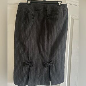 Y2k Gray Black Pinstripe Candies Pencil Skirt Bow 11